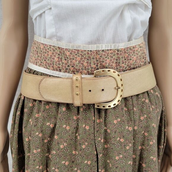 Sharon Burch Vintage Wide Gold Belt and Oversized Buckle Vintage 80s - Picture 2 of 10